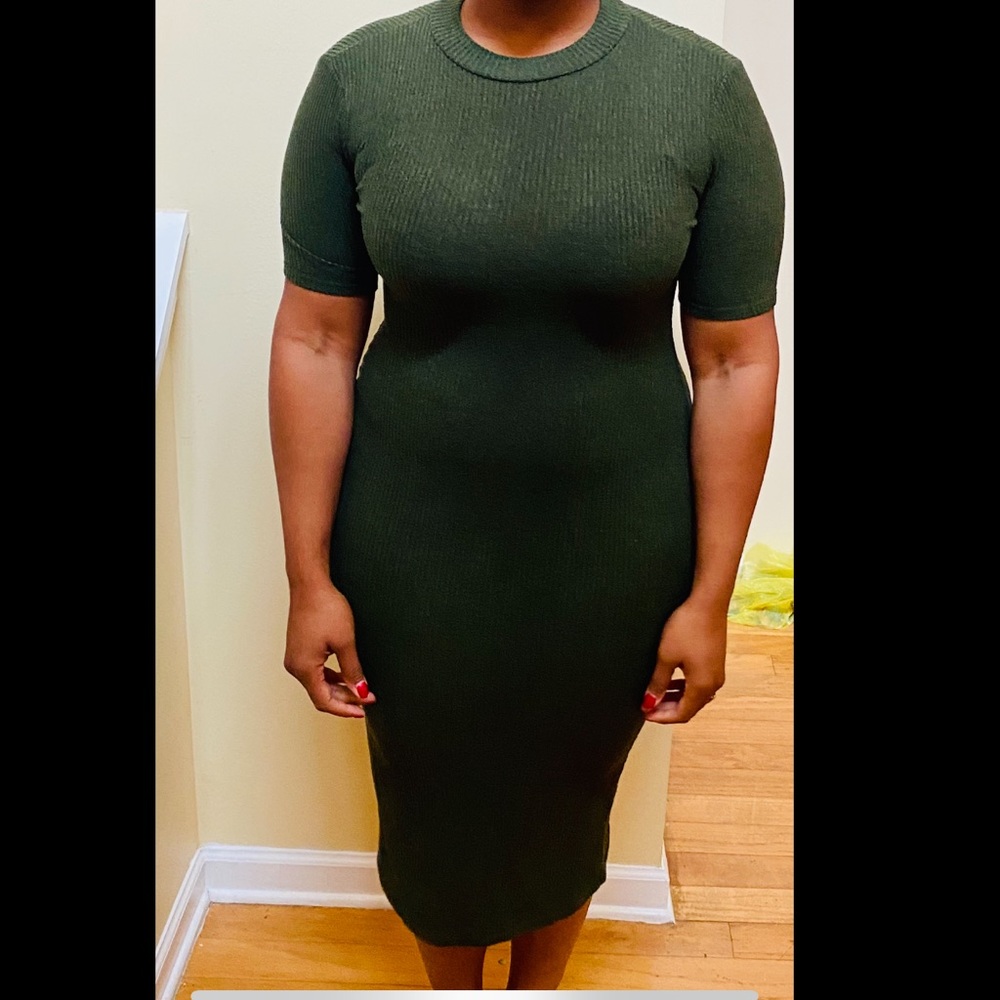 Olive green midi dress